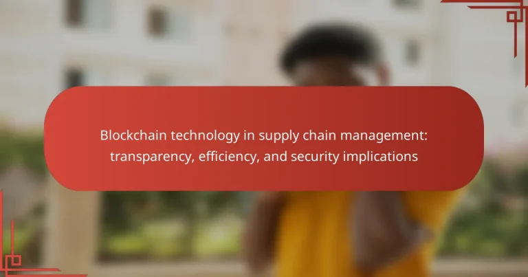 Blockchain technology in supply chain management: transparency, efficiency, and security implications