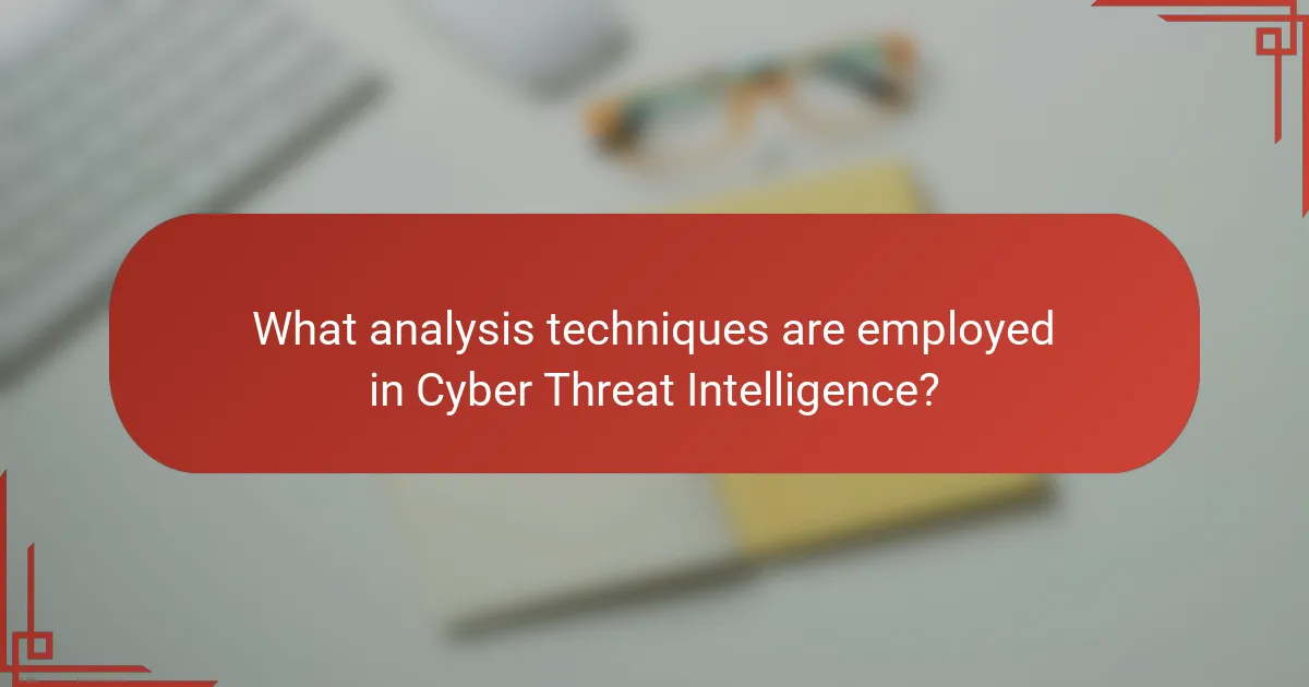 What analysis techniques are employed in Cyber Threat Intelligence?